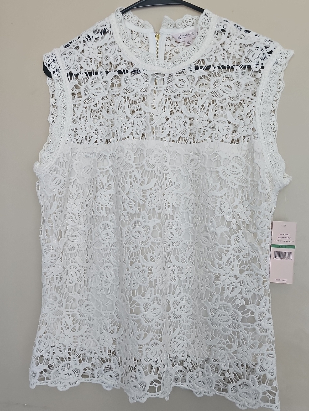 Nanette Lepore White Floral Lace Sleeveless Camisole